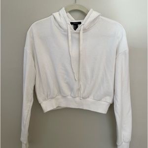 forever 21 white cropped hoodie